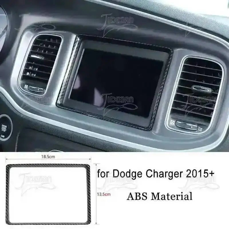 Carbon fiber interior decoration kit for Dodge Charger featuring a custom trim piece.