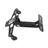 Soporte de matrícula universal para motocicleta de color negro, diseñado para instalación segura.