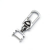 Silver universal car key case cover with a protective plastic insert and metal clasp.