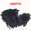 A pile of 500 heavy duty self-locking nylon cable ties in black.