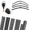 A set of black wiper blade refill rubber strips and a measuring tool showing a 6mm thickness.