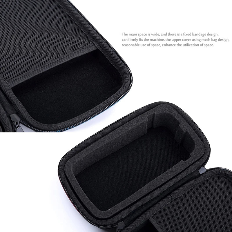 Black durable protective case for lithium jump starters showing an open compartment and a closed lid.