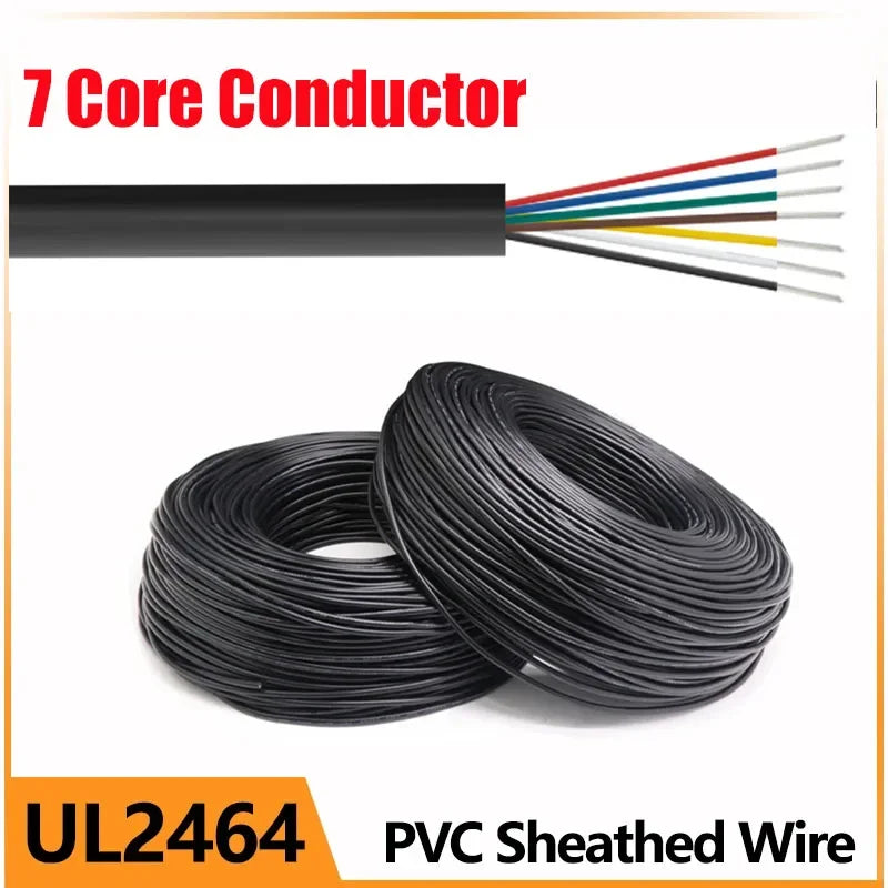 Bobina de cable conductor de 7 hilos con aislamiento de colores, cubierta de PVC UL2464.