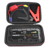 A black protective case for a NOCO BOOST PLUS lithium jump starter battery and cables.