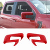 Rotes Kohlefaser-Spiegelabdeckung für einen Ford F-150 LKW.
