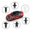 A set of precision plastic trim and rivet removal tools shown with a red car body.