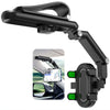 Black multi-functional car sun visor phone mount attached to a vehicle interior.