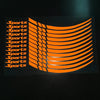 A set of orange reflective decals featuring the word Sports repeated in a curved, layered pattern.