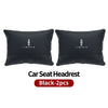 Two black ergonomic car seat headrest neck support pillows.