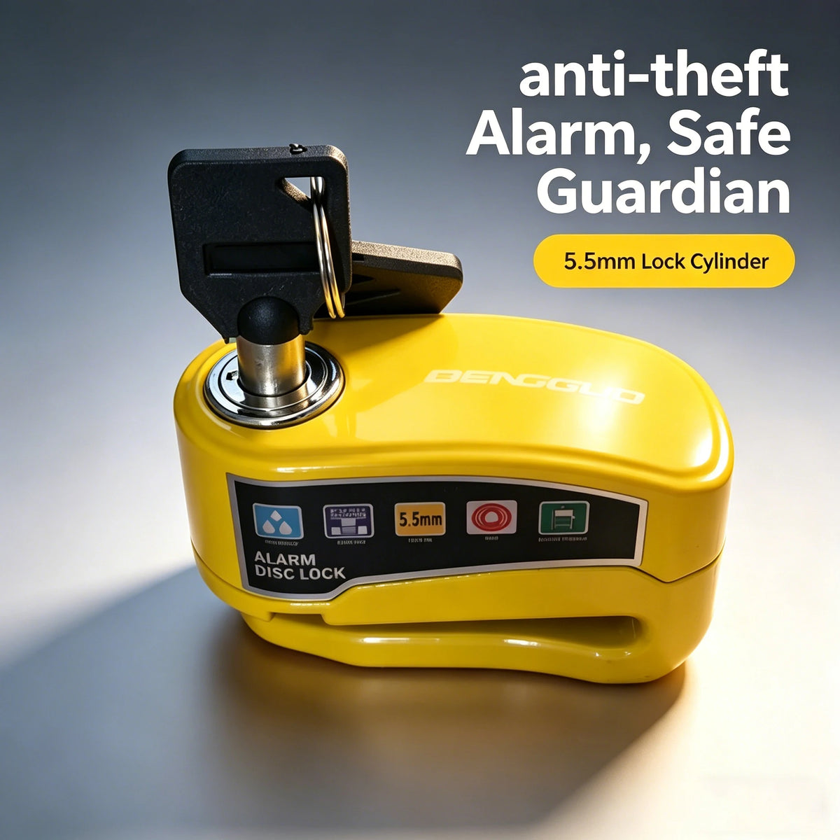 Cilindro de seguro de disco anti-robo amarillo para motocicletas y bicicletas