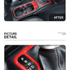 Before and after comparison of car gear shift panel trim stickers for Jeep/Gladiator interior