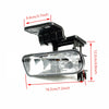 Clear lens fog light assembly for Chevy Silverado, Suburban, and Tahoe with mounting bracket.