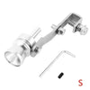 A silver turbo sound simulator whistle with mounting hardware and a straight metal rod.