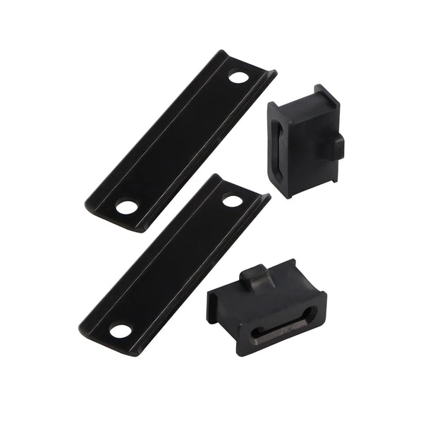 Black and chrome muffler hanger bracket kit for Harley touring models