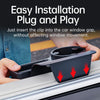 Hands insert a clip into a car window gap to install a multi-purpose door storage organizer.
