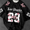 Camiseta de fútbol para hombres negra con estampado de flores de cerezo y el número 23