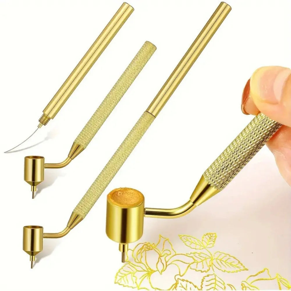 A gold-colored precision car scratch repair pen with a fine tip applicator shown against a white background.