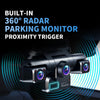 A black built-in 360 degree radar parking monitor proximity trigger camera device.