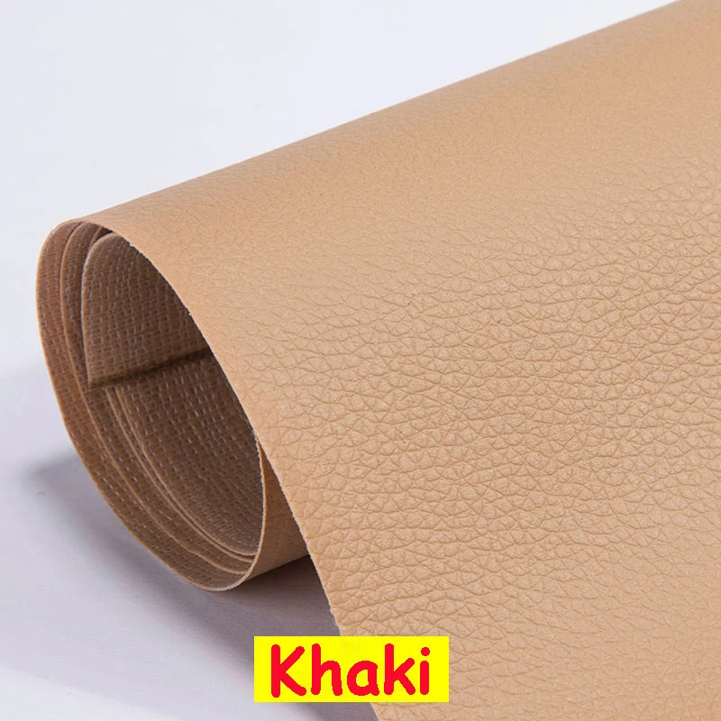 Roll of khaki colored heavy duty self-adhesive PU leather repair patches
