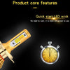 A close-up of a gold-colored LED wick and a circular timer showing time for a dual color car headlight product.
