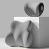 A gray ergonomic memory foam pillow for car neck and lumbar support displayed on a white box.