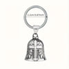 Silver angel wings motorcycle bell keychain with a circular ring.