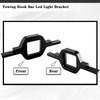 A pair of black towing hook bar led light brackets shown from the front and rear views.