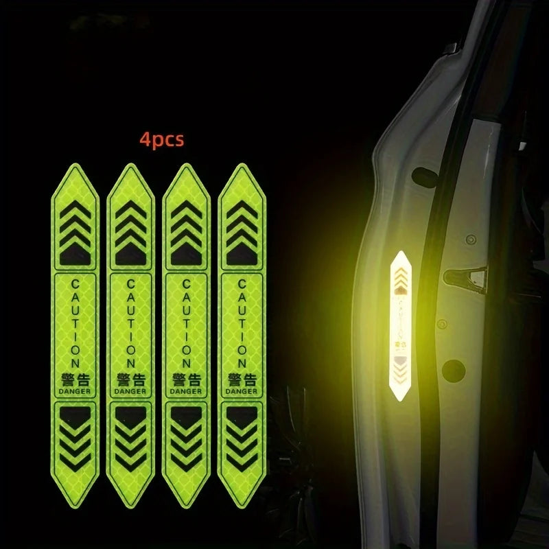 Four reflective warning decals for car door open alerts