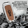 A close-up of an Audi Q5 key fob cover made of high-quality zinc alloy with anti-collision and anti-fall features resting on 