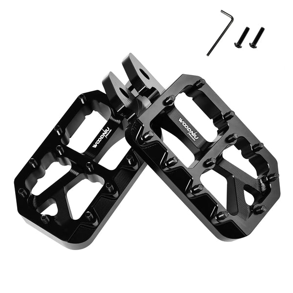 Black customized foot pedal light for e-bikes and motorcycles with mounting hardware.