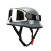 Gray universal half-helmet motorcycle and EV safety gear with a clear visor