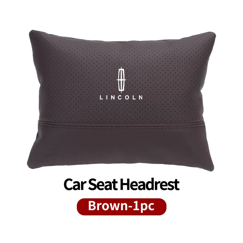 Brown Lincoln car seat headrest neck support pillow
