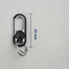 A black rotatable lock carabiner keychain with a measuring scale indicating 65 mm.