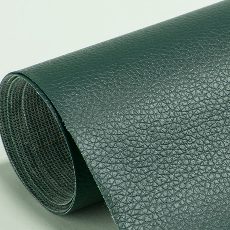 Rollo de sofá y bolso de cuero PU verde oscuro con parches de reparación