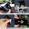 Demon dodge card sticker film showing a black debit card cover and a royal flush design