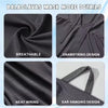 Gros plan d'un masque balaclava noir montrant un tissu respirant, une cordelette et des détails de fixation à l'oreille.