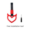 A black strap with a red hand pull ring and a metal tool for installation.