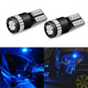 Two Canbus error-free T10 LED bulbs for vehicles shown against a dark background.