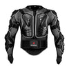 Black heavy-duty motocross riding jacket with armored shoulder and chest protection