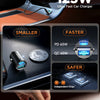 A hand holds a 125W dual-port car charger with various power ratings and features displayed on the device.