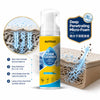 A bottle of AUTOGO multi-purpose foam cleaner with a pump dispenser next to a block of exfoliating sponge.
