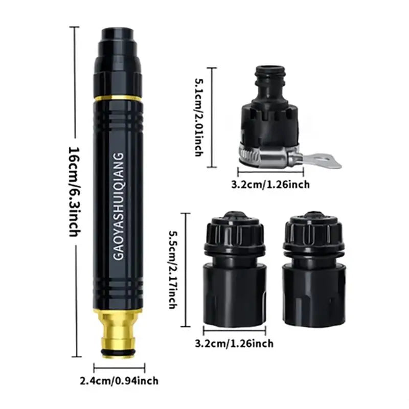 A set of heavy duty high-pressure water spray and watering kit components including a long nozzle and several small spray hea