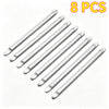 Eight silver heavy-duty tire wrenches and rim openers laid out on a white background.