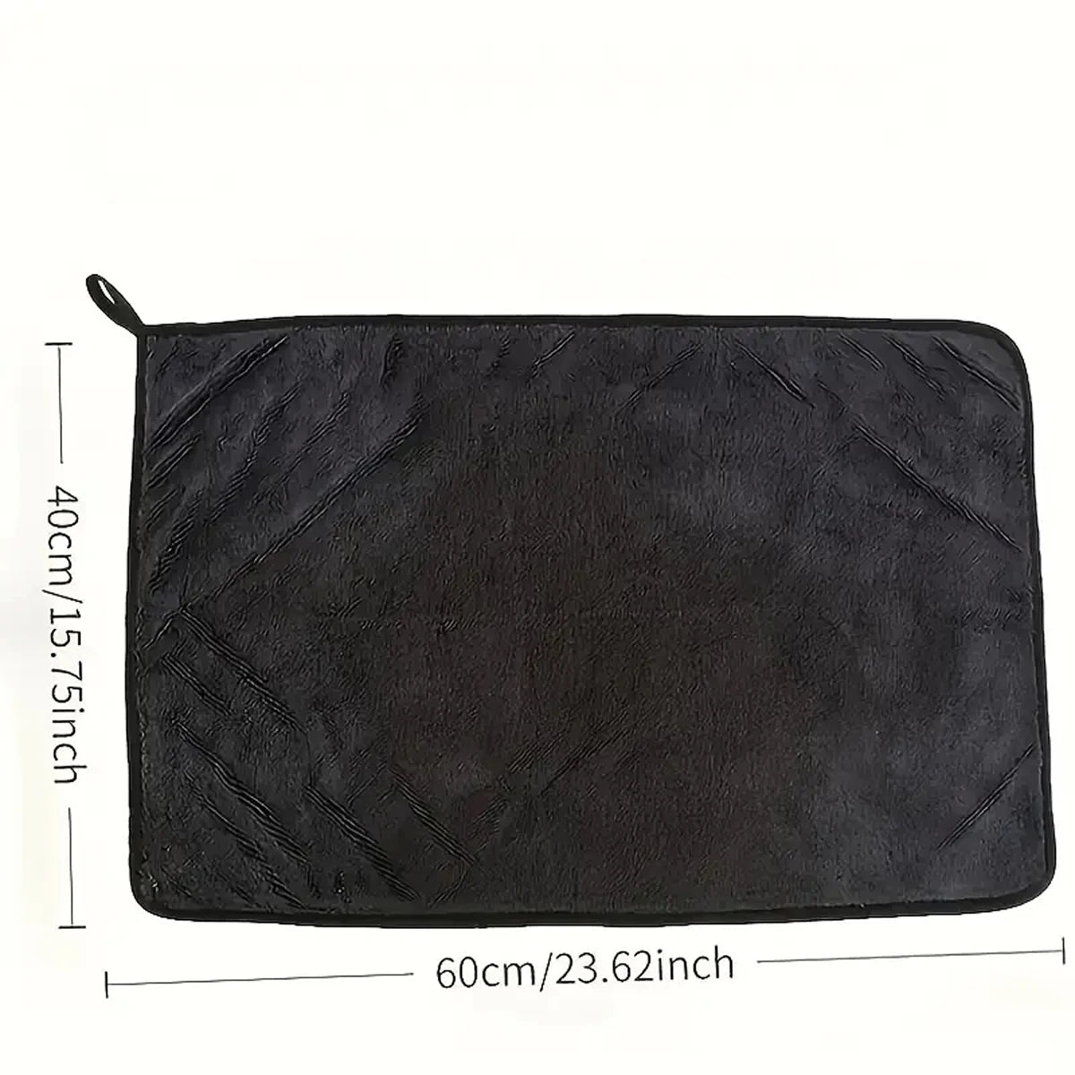 Black microfiber car drying towel rectangular shape with a handle