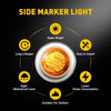 Diagram showing features of a side marker light including super bright, long lifespan, easy installation, high waterproof lev