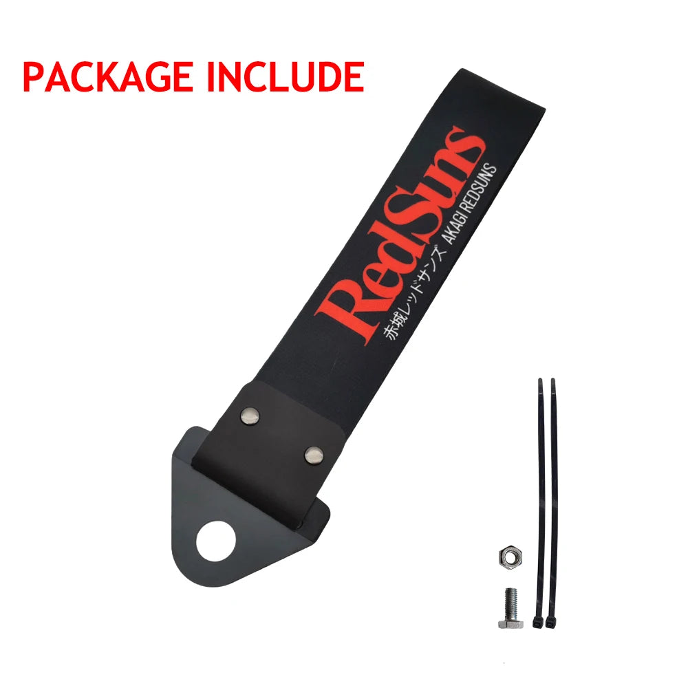 Black RedSuns tow strap with mounting plate and bolt included