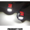Two round LED license plate lights illuminate a surface, designed for Ford F150, F250, and F350.