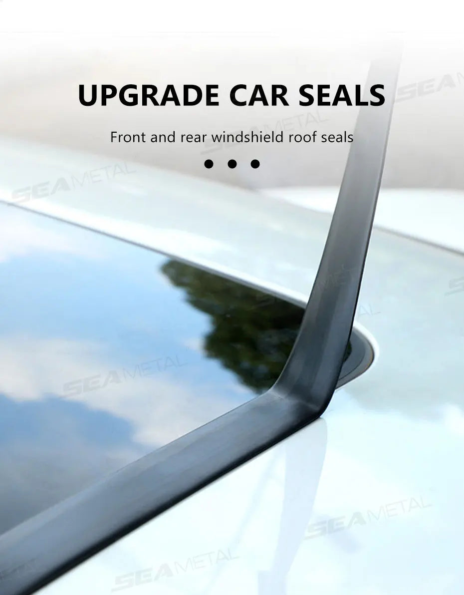 Close-up of a black car seal used for upgrading front and rear windshield roof seals.
