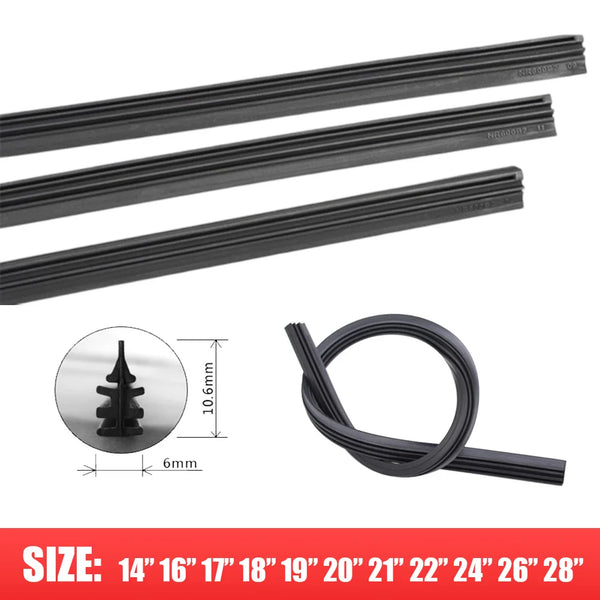 Black universal car windshield wiper blade insert with various sizes available