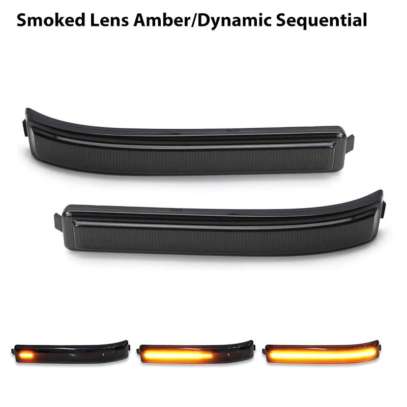 Black smoked lens amber dynamic sequential LED side mirror marker lights